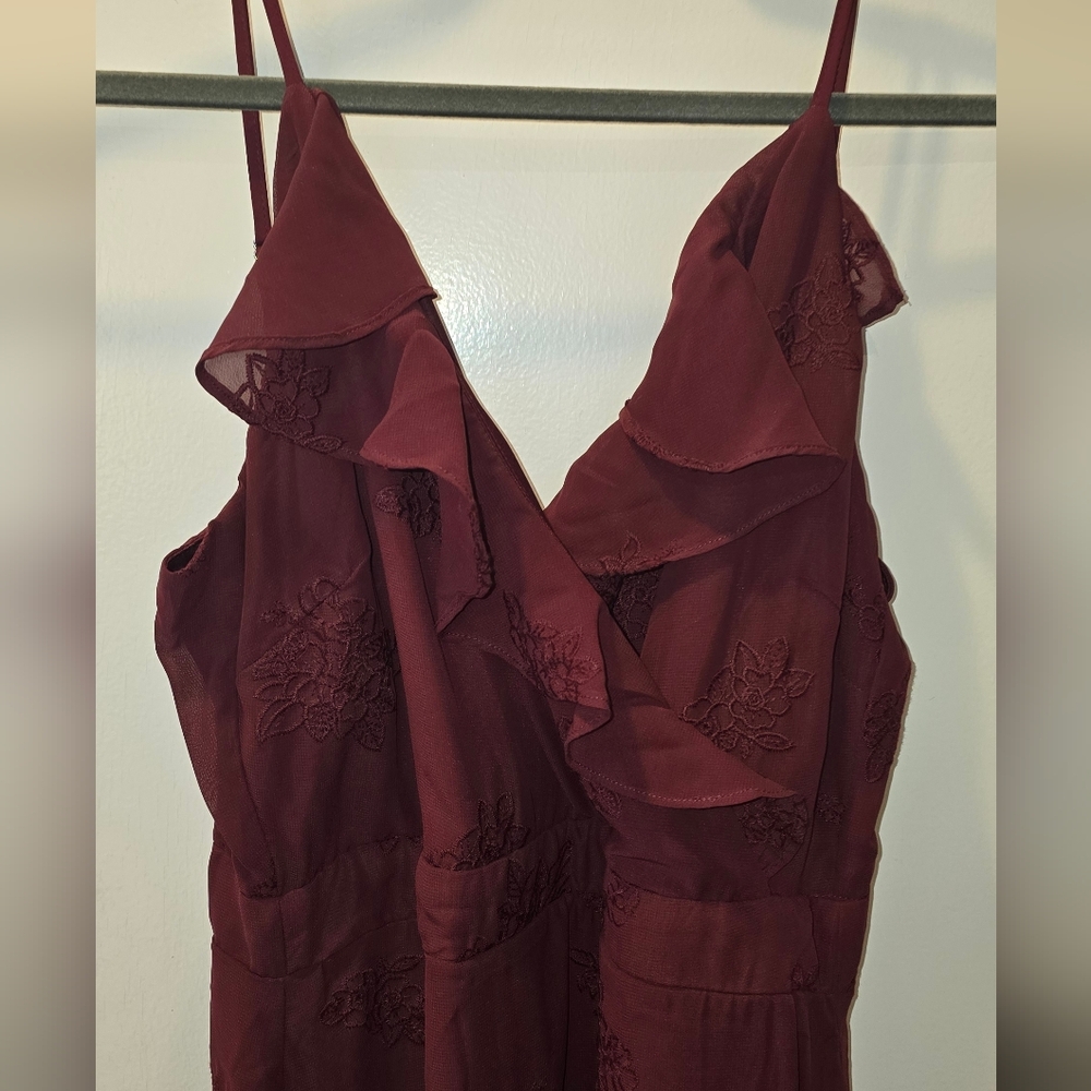 Lulus Flutter And Flow Burgundy Embroidered Maxi - Picture 5 of 13
